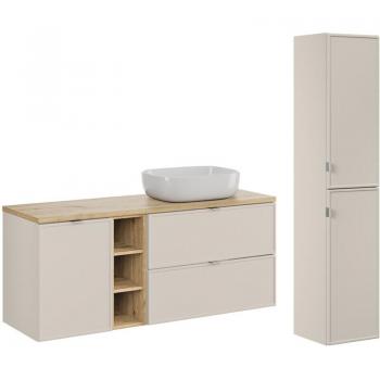Ensemble meuble Alba Cachemire 140cm avec rangement et vasque