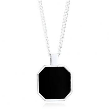 Kuzzoi quadratische Emaille Halskette aus 925 Sterling Silber für Männer