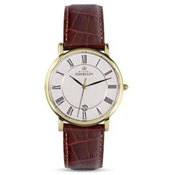 Herbelin 12248P08MA 38mm White Dial – Brown Strap
