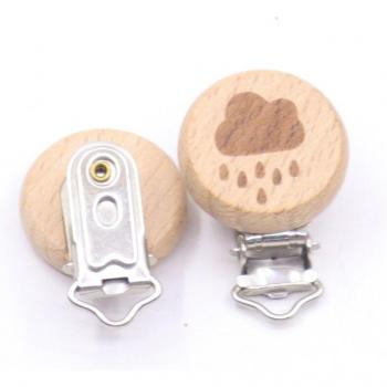 Attache-tétine en bois de hêtre, 5 pièces, clip de sucette, motif éléphant et cœur