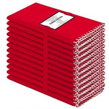 Vintage Red and White Cotton Dining Napkins Set (12 Count)