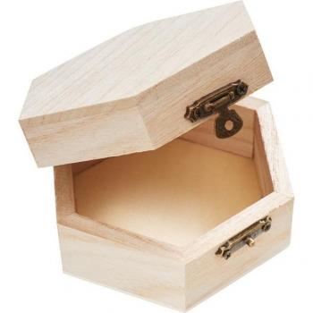 Houten Hexagon Doos met Metalen Sluiting