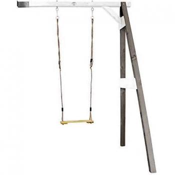 Portique en bois gris/blanc avec balançoire extérieure