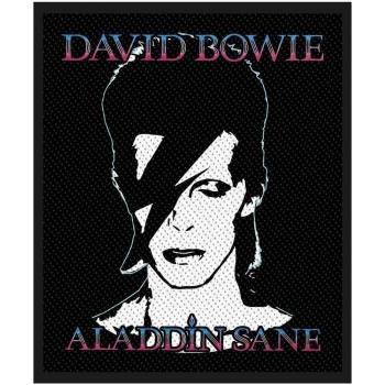 Patch tissé unisexe Aladdin Sane David Bowie – Noir / Blanc