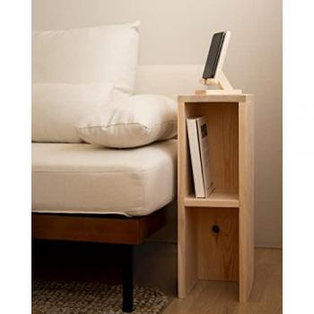 Kit de 2 mesitas de noche o auxiliares de madera de abeto decowood con balda en color natural 60x20cm modelo lina