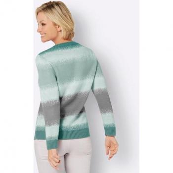 Jade‑farbener Rundhalspullover – Langarm Damenmodelle