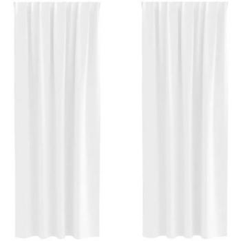 Rideaux en Polyester Blanc 2 Pcs avec Anneaux