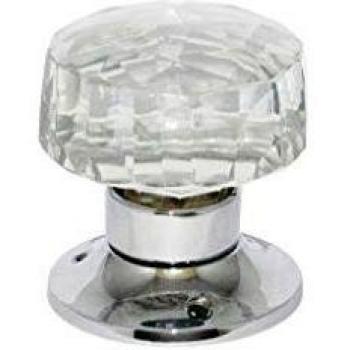 60mm Chrome Glass Mortice Knob Set