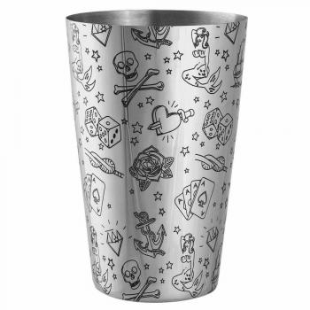 Boston 63cl Japanese Steel Urban Bar Tattoo Shaker Tin with Etched Pattern