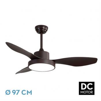 Ventilador de Techo con Luz LED y Mando 24W Marrón Motor DC
