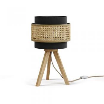 Lampe Morten, Rotin/Noir, 26x45cm avec support