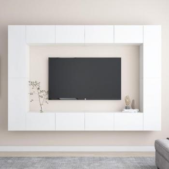 Vida XL Premium 8-Part TV Cabinet System – White Finish
