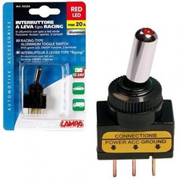 Interruttore a leva 20A 12/24V con LED rosso