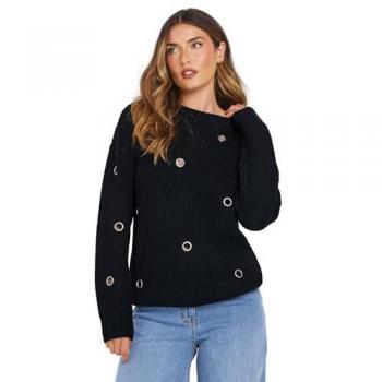 Tall Eyelet Sweater – Sleek Black, Women’s 8/10