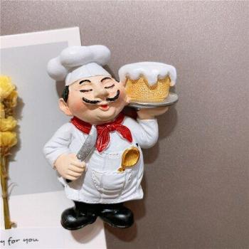 Karikatur-Küchenmagnet mit Brot und Obst im europäischen Stil