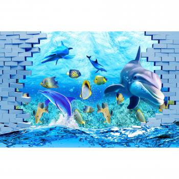 Papermoon Deluxe 3D Delfin im Meer – Fototapete mit Bild‑Poster‑Design