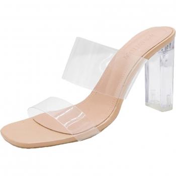 Women’s Open-Toed High Heels with Crystal Detail