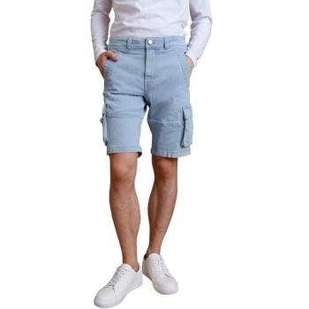 AquaStride Men’s Light Blue Denim Cargo Shorts – Size 38