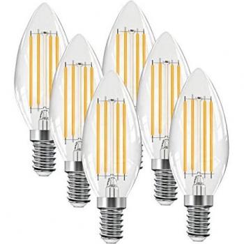 Chandelier‑Ready E14 LED Candle Bulbs – 4W, Warm White (2700K), 400lm – 6pcs