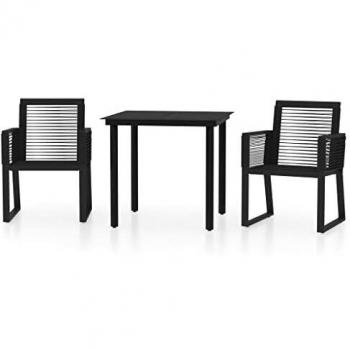 Vidaxl 3-tlg. Garten-Essgruppe Schwarz für gemütliche Stunden im Freien