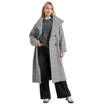 Longline Funnel Neck Women's Coat in Grey Marl – Dorothy Perkins, Size 14