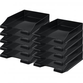 Ablagekorb HAN Klassik, mit Beschriftungsfeld, stapelbar, schwarz, für A4/C4, 10 Stück