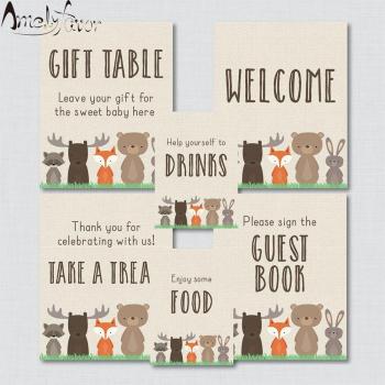 Affiches de Baby Shower sur le thème du Bois avec Signes Prénataux
