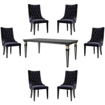Casa Padrino Royal Barock Esszimmer Ensemble – Lila & Schwarz