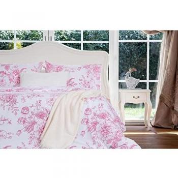 Marsala Double Duvet Cover Bedding Pure Cotton Luxury Pink Floral Comforter Quilt Cover Bed Set (Solo Pink Double Size)