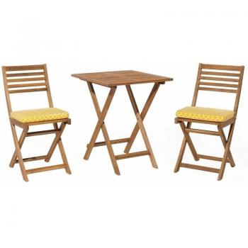 Light Wood Bistro Set with Cushions for Garden