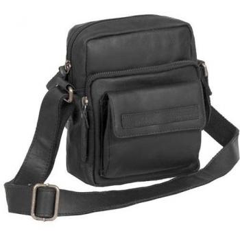 Chesterfield Brand Black Wax Pull Up Leather Shoulder Bag
