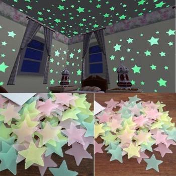 Pegatinas luminiscentes en 3D para decoración de habitaciones de niños