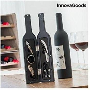InnovaGoods Wine Bottle Tote, Stainless Steel, Black, 7 x 7 x 33 cm