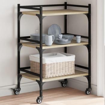 Chariot de cuisine en chêne sonoma 50x35x75,5 cm bois d'ingénierie