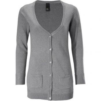 Linea Tesini Veste tricot gris chiné, fin et côtelé