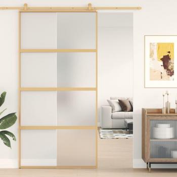 VidaXL Zimmertür Schiebetür Golden 102,5x205 cm Matt ESG-Glas und Aluminium