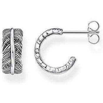 Pendientes de aro de plata con diseño de pluma Thomas Sabo