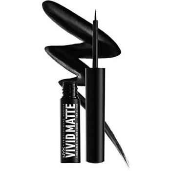 NYX Vivid Matte Eyeliner, flüssiger Liner mit präziser Spitze, mattes Finish, hochpigmentiert, Schwarz