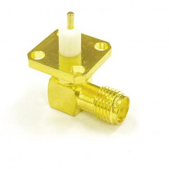 Module SMA femelle RF coax, convertisseur modem, 4 trous, montage panneau, angle droit, post d’isolation de 4 mm, finition or