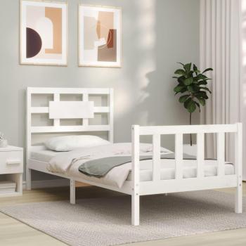 Sturdy White Pine Bed Frame 90x200 cm (Mattress Not Included)