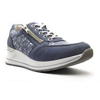 Remonte Damen Sneaker D3203, Halbschuhe mit Keilabsatz, blau Kombi