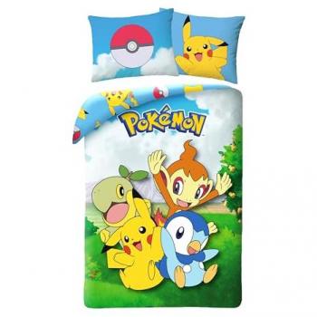 Couverture et oreiller Pokémon, parure 140x200 cm en coton