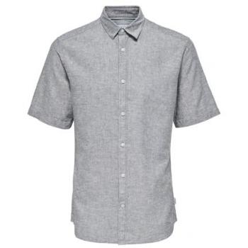 ONLY & SONS Hemd Caiden 22009885 – Grau Slim Fit – Leinenmischgewebe