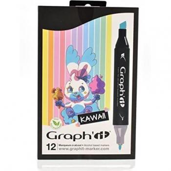 Assortiment de marqueurs à alcool Graph'it Kawaii x 12