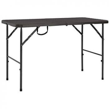 Table de Jardin Pliable Aspect Rotin 120x60x74cm