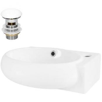 Vasque en céramique blanche ML-Design 43x28x15 cm ovale avec trou robinetterie à droite