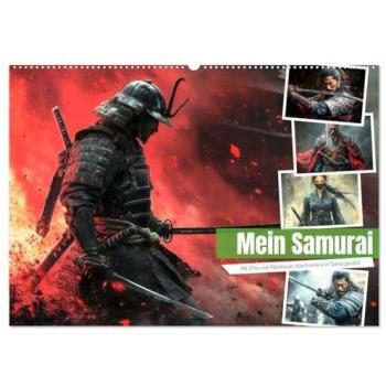 CALVENDO Wandkalender Mein Samurai (Wandkalender 2025 DIN A2 quer), CALVENDO Monatskalender