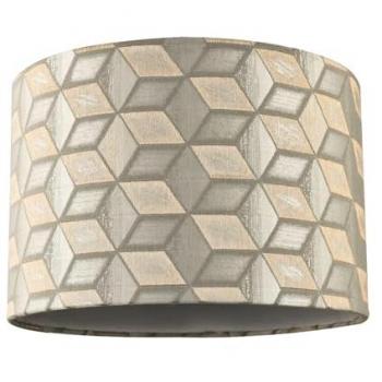 Jacquard Drum Lamp Shade, Gold and Silver Diamond Design