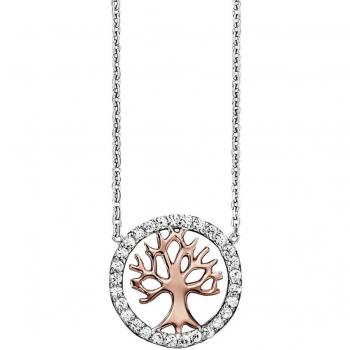 Julie Julsen Damen Schmuck: Baum des Lebens Anhänger, 925 Sterling Silber, Zirkonia, JJNE2780.8