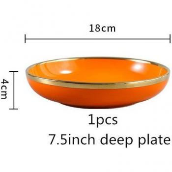 Luxury Orange and Gold Ceramic Dinner Set